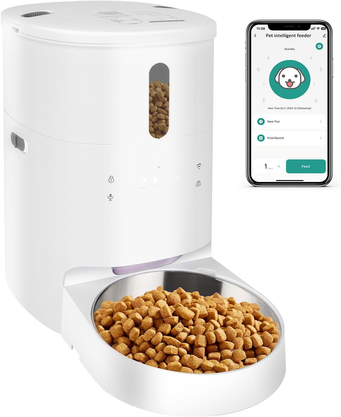 Automatic Cat Feeder, Automatic Cat Food Dispenser with Customizable Feeding Schedule, Smart Dog Feeder, Timed WiFi Cat Feeder with Interactive Voice Recorder, Automatic Pet Feeder for Dogs and Cats